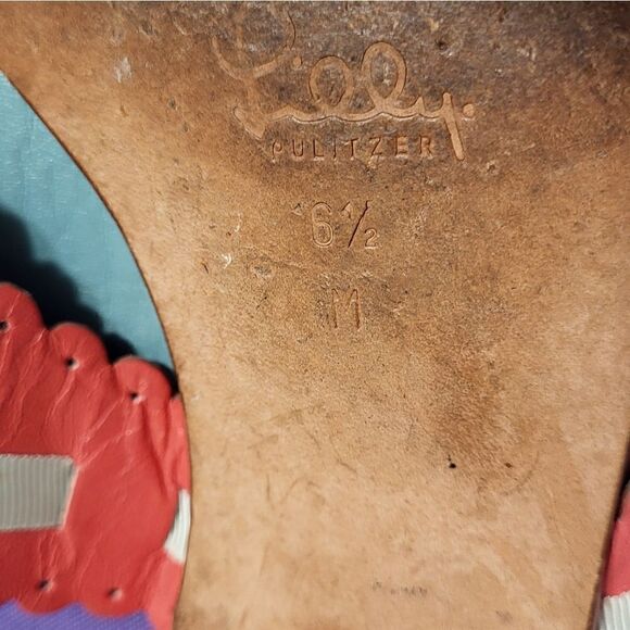 Lilly Pulitzer Pink Leather Wide Thong Slip-On Sandals Sz.6.5 Ret $148 - Picture 6 of 6